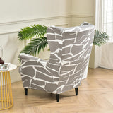 Maxbell Nonslip Wingback Chair Cover Elastic Modern Polyester Printed for Bedroom Light Grey