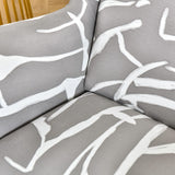 Maxbell Nonslip Wingback Chair Cover Elastic Modern Polyester Printed for Bedroom Light Grey