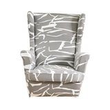 Maxbell Nonslip Wingback Chair Cover Elastic Modern Polyester Printed for Bedroom Light Grey