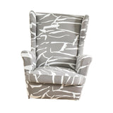 Maxbell Nonslip Wingback Chair Cover Elastic Modern Polyester Printed for Bedroom Light Grey