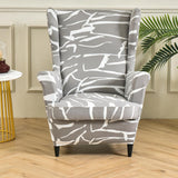 Maxbell Nonslip Wingback Chair Cover Elastic Modern Polyester Printed for Bedroom Light Grey