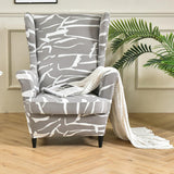 Maxbell Nonslip Wingback Chair Cover Elastic Modern Polyester Printed for Bedroom Light Grey