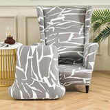 Maxbell Nonslip Wingback Chair Cover Elastic Modern Polyester Printed for Bedroom Light Grey