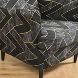 Maxbell Nonslip Wingback Chair Cover Elastic Modern Polyester Printed for Bedroom Black Gray