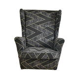 Maxbell Nonslip Wingback Chair Cover Elastic Modern Polyester Printed for Bedroom Black Gray