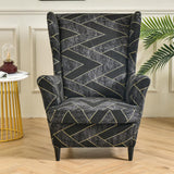 Maxbell Nonslip Wingback Chair Cover Elastic Modern Polyester Printed for Bedroom Black Gray