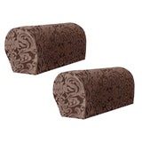Maxbell High Stretch Sofa Armrest Cover Jacquard Sofa Armchair Slipcovers Dark Brown