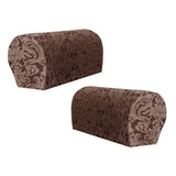 Maxbell High Stretch Sofa Armrest Cover Jacquard Sofa Armchair Slipcovers Dark Brown