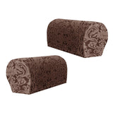 Maxbell High Stretch Sofa Armrest Cover Jacquard Sofa Armchair Slipcovers Dark Brown