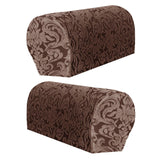 Maxbell High Stretch Sofa Armrest Cover Jacquard Sofa Armchair Slipcovers Dark Brown