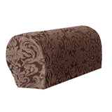 Maxbell High Stretch Sofa Armrest Cover Jacquard Sofa Armchair Slipcovers Dark Brown