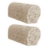 Maxbell High Stretch Sofa Armrest Cover Jacquard Sofa Armchair Slipcovers Khaki