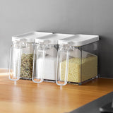 Maxbell Transparent Salt Container Condiment Box with Lid, Handle and Spoon