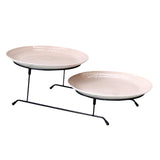 Maxbell 2 Tier Dessert Cake Stand Storage Tray Fruit Plate for Wedding Kitchen Decor Pink