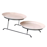 Maxbell 2 Tier Dessert Cake Stand Storage Tray Fruit Plate for Wedding Kitchen Decor Pink