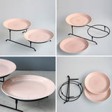 Maxbell 2 Tier Dessert Cake Stand Storage Tray Fruit Plate for Wedding Kitchen Decor Pink