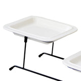 Maxbell 2 Tiered Serving Stand with White Ceramic Platters for Brithday Party Buffet Flat Side