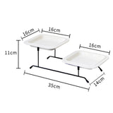 Maxbell 2 Tiered Serving Stand with White Ceramic Platters for Brithday Party Buffet Flat Side