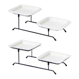Maxbell 2 Tiered Serving Stand with White Ceramic Platters for Brithday Party Buffet Flat Side