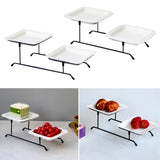 Maxbell 2 Tiered Serving Stand with White Ceramic Platters for Brithday Party Buffet Flat Side