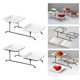 Maxbell 2 Tiered Serving Stand with White Ceramic Platters for Brithday Party Buffet Flat Side