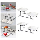Maxbell 2 Tiered Serving Stand with White Ceramic Platters for Brithday Party Buffet Flat Side