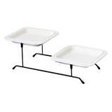 Maxbell 2 Tiered Serving Stand with White Ceramic Platters for Brithday Party Buffet Flat Side