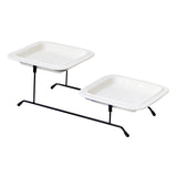 Maxbell 2 Tiered Serving Stand with White Ceramic Platters for Brithday Party Buffet Flat Side