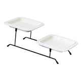 Maxbell 2 Tiered Serving Stand with White Ceramic Platters for Brithday Party Buffet Flat Side