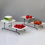 Maxbell 2 Tiered Serving Stand with White Ceramic Platters for Brithday Party Buffet Flat Side