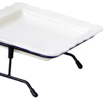 Maxbell 2 Tiered Serving Stand with White Ceramic Platters for Brithday Party Buffet wavy