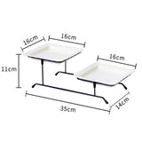 Maxbell 2 Tiered Serving Stand with White Ceramic Platters for Brithday Party Buffet wavy