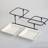 Maxbell 2 Tiered Serving Stand with White Ceramic Platters for Brithday Party Buffet wavy