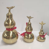 Maxbell Chinese Brass Gourd Luck Pendant Auspicious for Housewarming Desk Decoration 12.5cm
