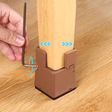 Maxbell 4Pack furnishing Risers furnishing Riser Chair Feet Table Riser for furnishing H 10cm Brown 22-42mm