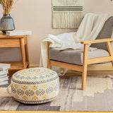 Maxbell Unstuffed Pouffe Cover Handmade Foot Stool for Nursery Living Room Decor Blue