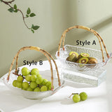 Maxbell Glass Fruit Plate with Handle Snack Display Tray for Hotel Style A