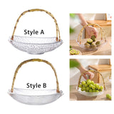 Maxbell Glass Fruit Plate with Handle Snack Display Tray for Hotel Style A