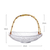 Maxbell Glass Fruit Plate with Handle Snack Display Tray for Hotel Style A