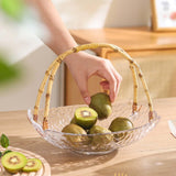 Maxbell Glass Fruit Plate with Handle Snack Display Tray for Hotel Style A