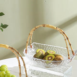 Maxbell Glass Fruit Plate with Handle Snack Display Tray for Hotel Style A