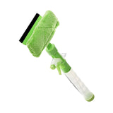 Maxbell Window Squeegee Cleaner Scrubber with Cloth Glass Wiper for Wall Outside Green