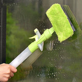 Maxbell Window Squeegee Cleaner Scrubber with Cloth Glass Wiper for Wall Outside Green