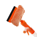 Maxbell Window Squeegee Cleaner Scrubber with Cloth Glass Wiper for Wall Outside Orange