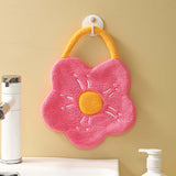 Maxbell Hand Towel with Hanging Quick Drying Absorbent for Bedroom Washable Reusable Rose Red
