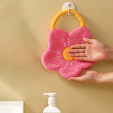 Maxbell Hand Towel with Hanging Quick Drying Absorbent for Bedroom Washable Reusable Rose Red