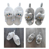 Maxbell Cute Plush Slippers One Size Nonslip Cuddly Hug Cat Women Soft for Wife White