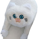 Maxbell Cute Plush Slippers One Size Nonslip Cuddly Hug Cat Women Soft for Wife White