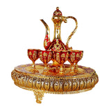 Maxbell Coffee Pot Set with Drinking Cups Tea Serving Set for Party Wedding Decor Aureate Dark Red