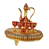 Maxbell Coffee Pot Set with Drinking Cups Tea Serving Set for Party Wedding Decor Aureate Dark Red